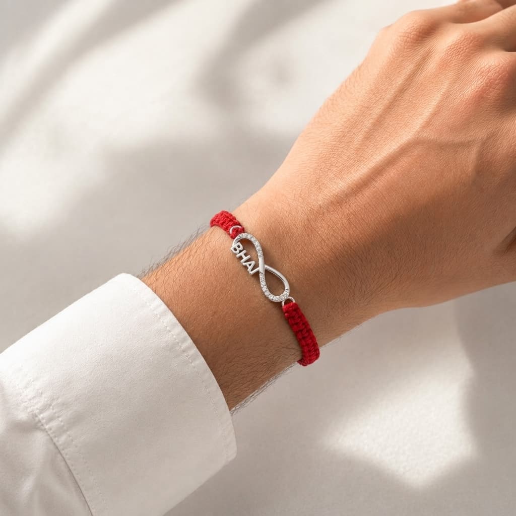 Bhai Infinity CZ Silver Rakhi 4