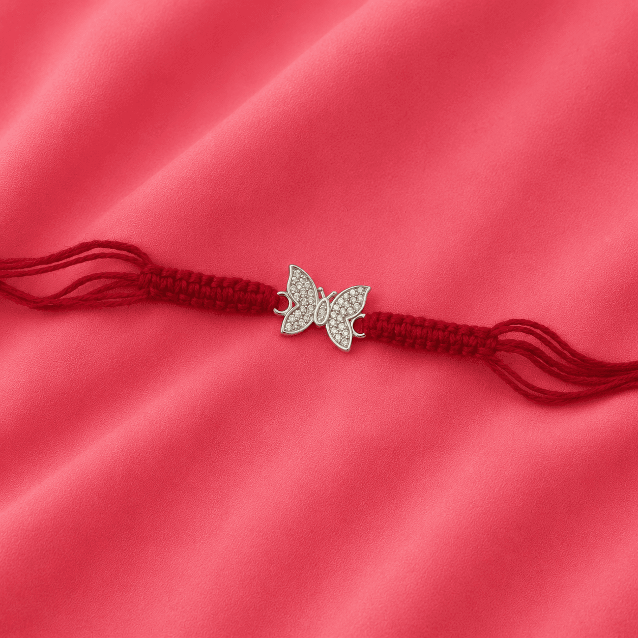 Butterfly CZ Silver Rakhi 3