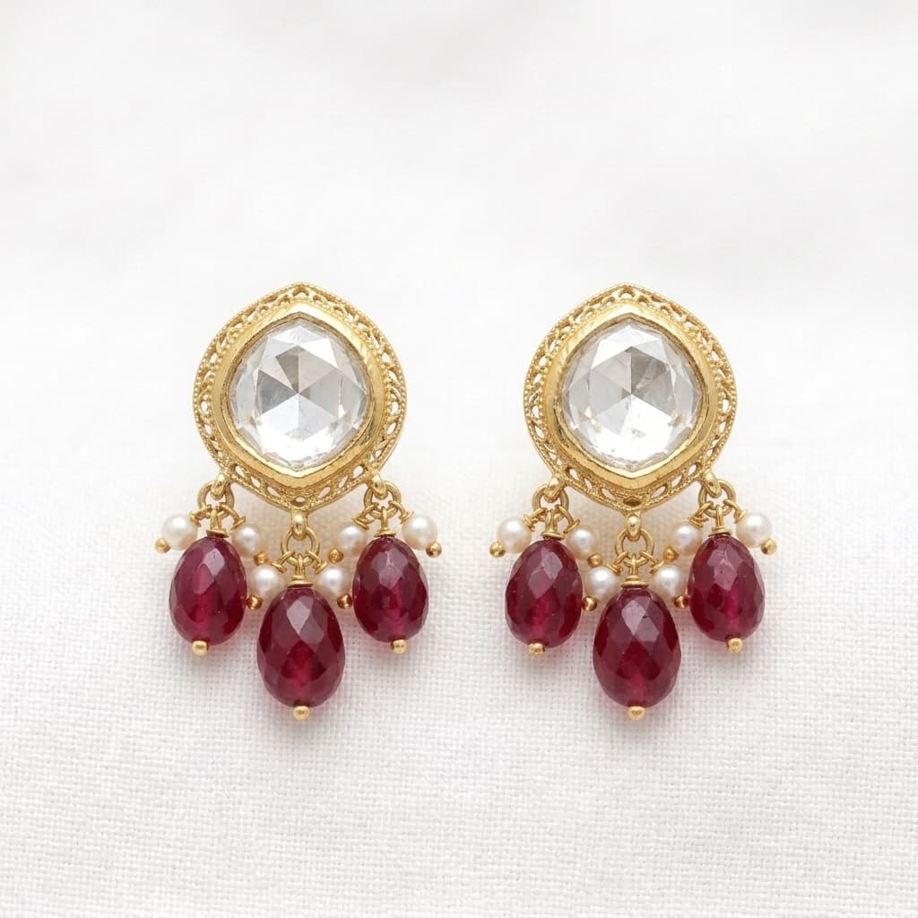 Kundan Ruby Drop Earrings 1