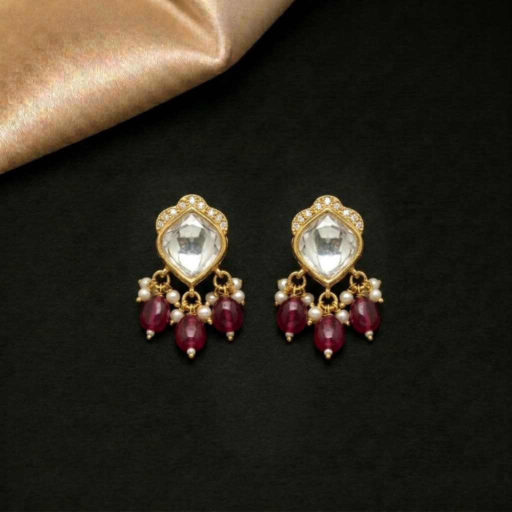 Kundan Ruby Drop Earrings 2