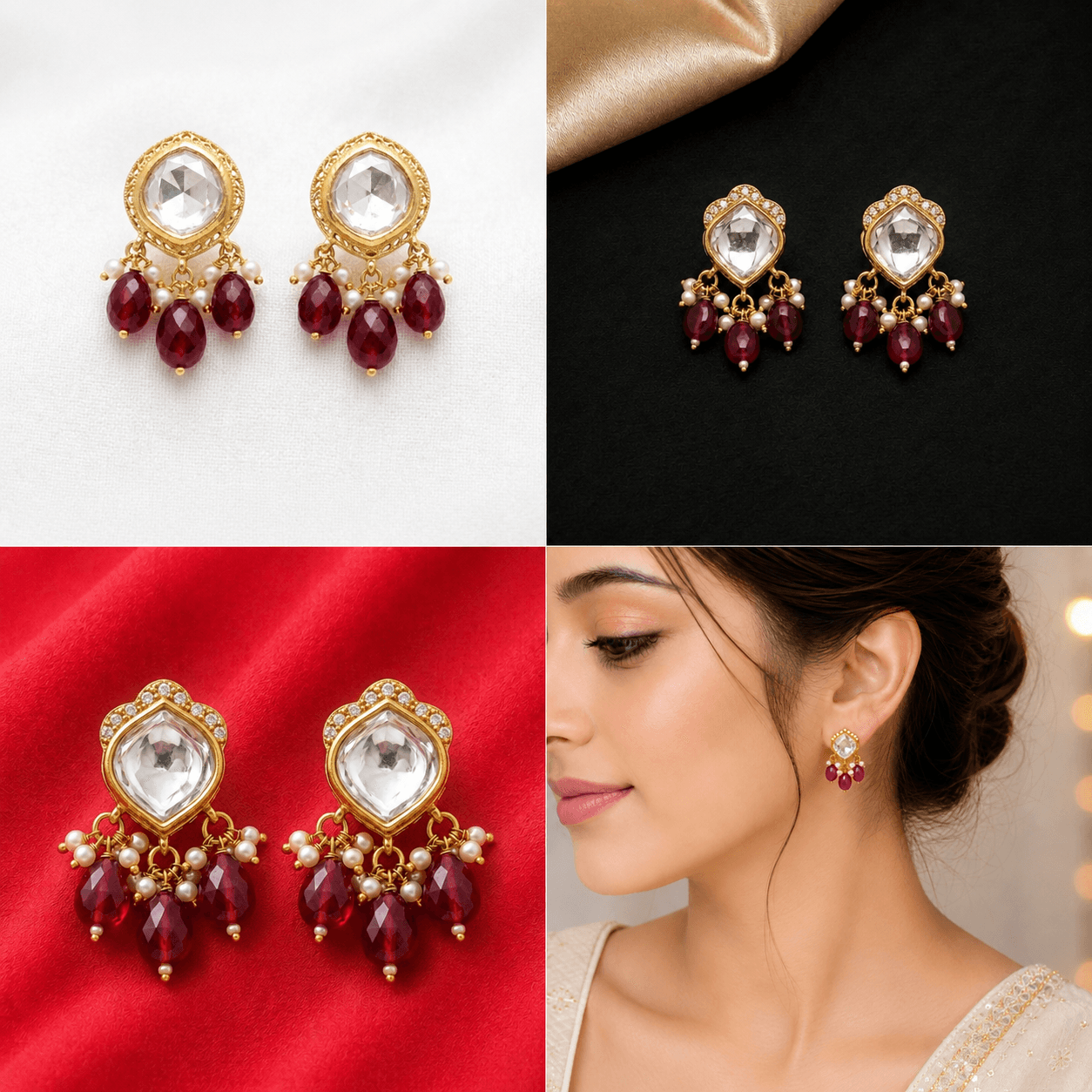 Kundan Ruby Drop Earrings 5
