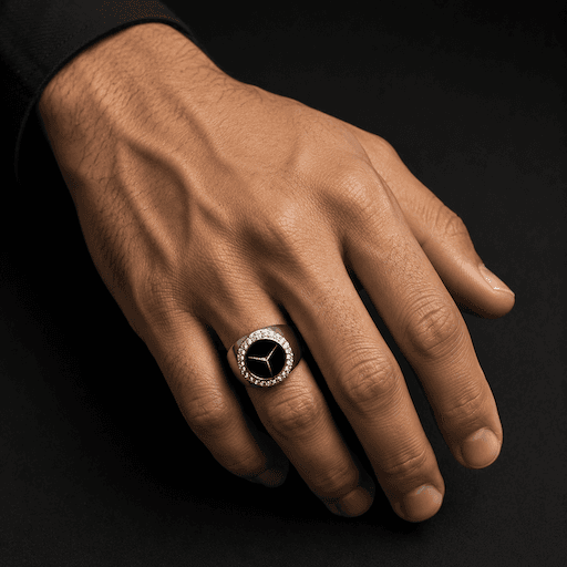 Men's Onyx Star Signet Ring 4