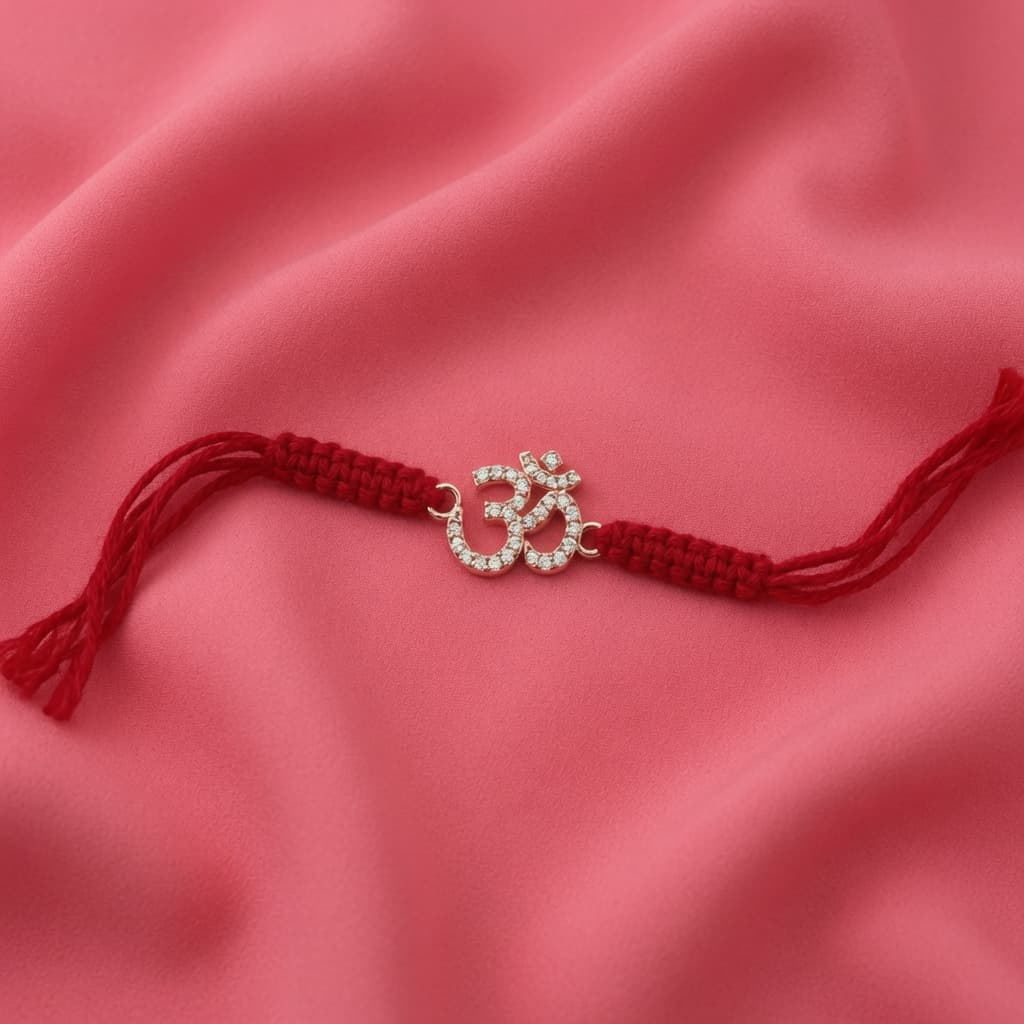 Om Sacred CZ Silver Rakhi 3