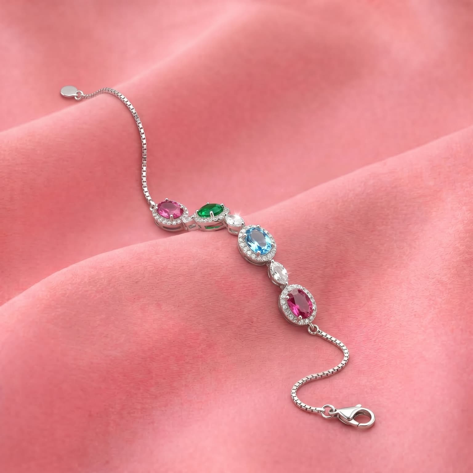 Oval Gemstone Halo Bracelet 3