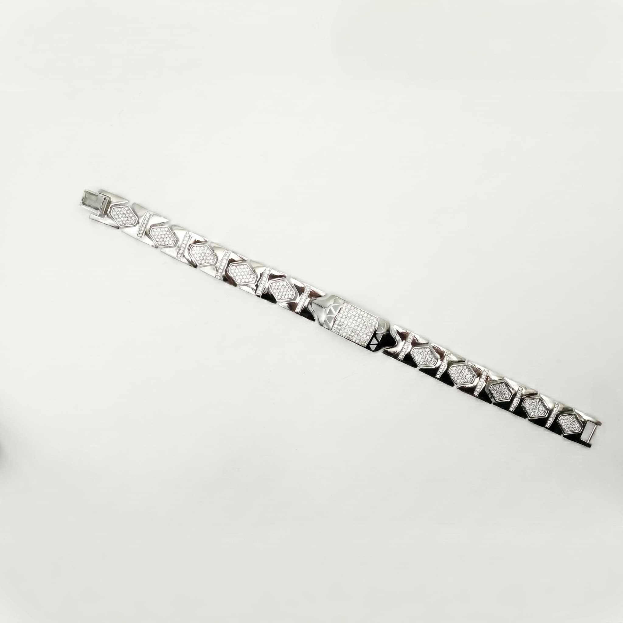 Pave CZ Hexagon Link Bracelet 1