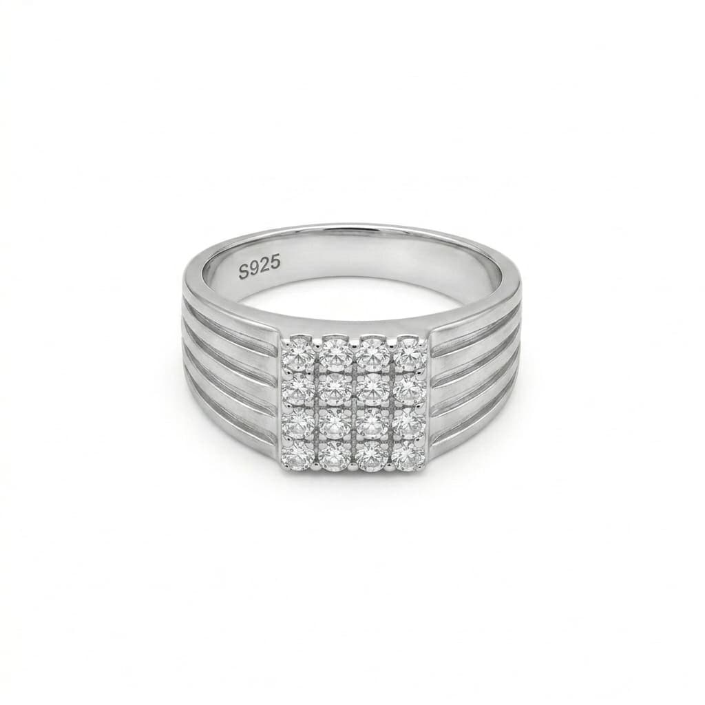 Pave Grid Signet Band 1