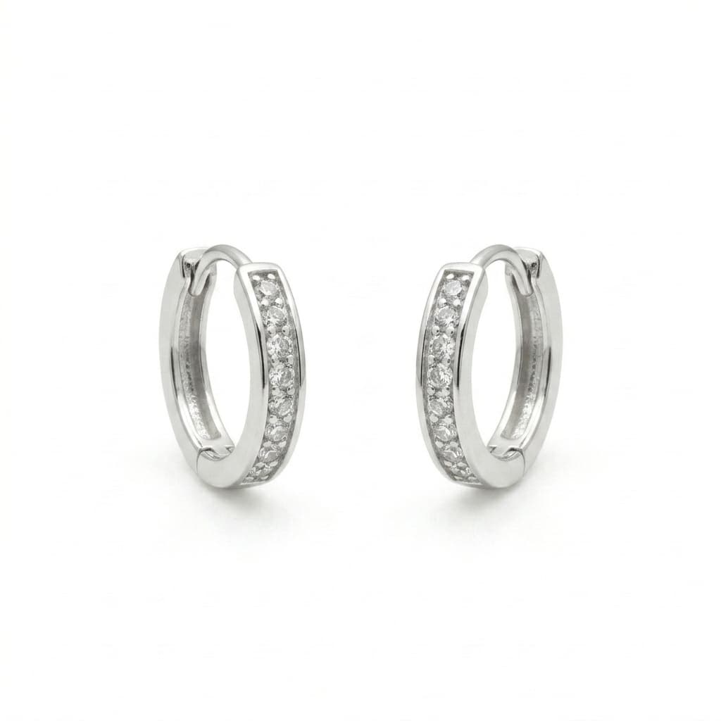Pave Line Huggie Hoop Earrings 1