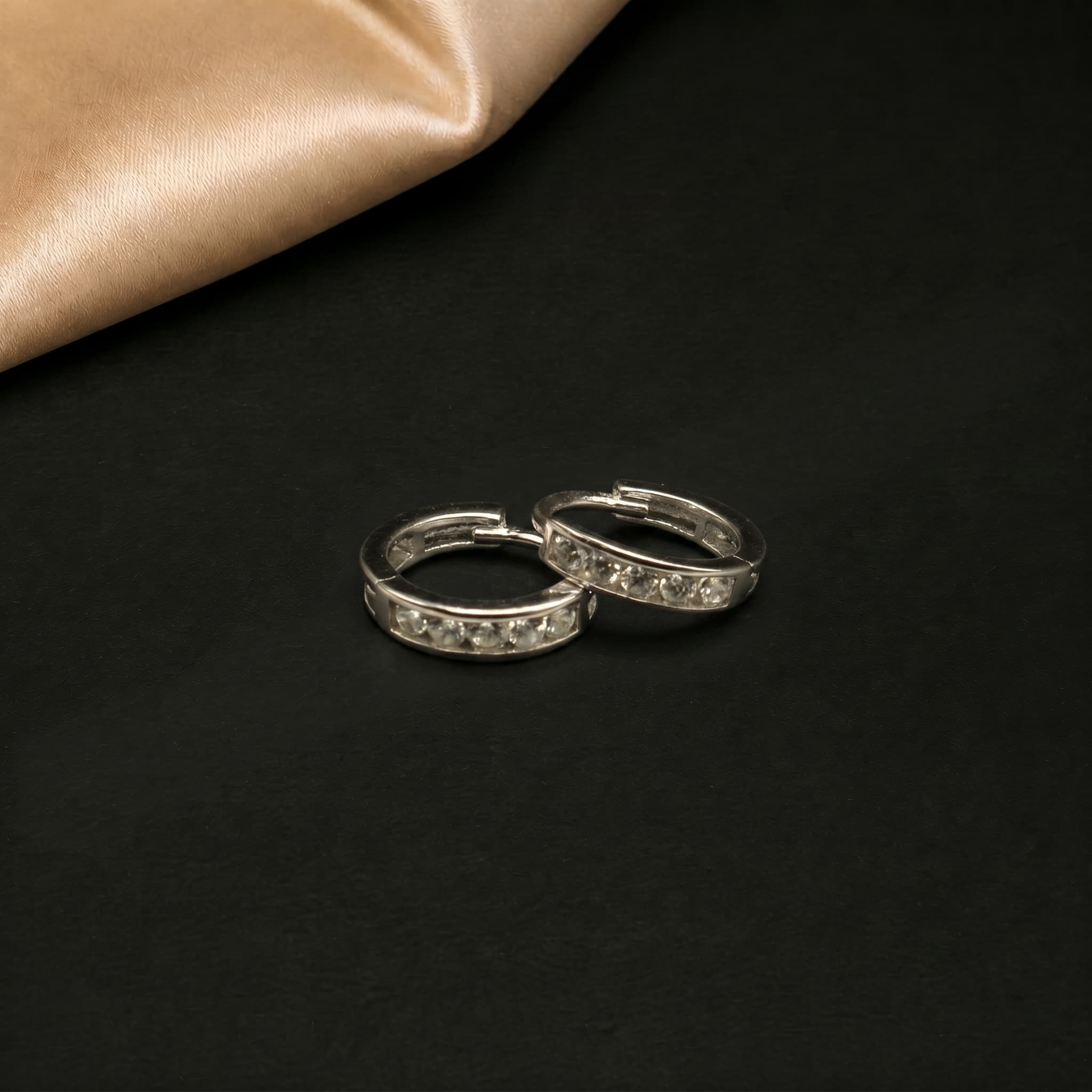 Pave Line Huggie Hoop Earrings 2