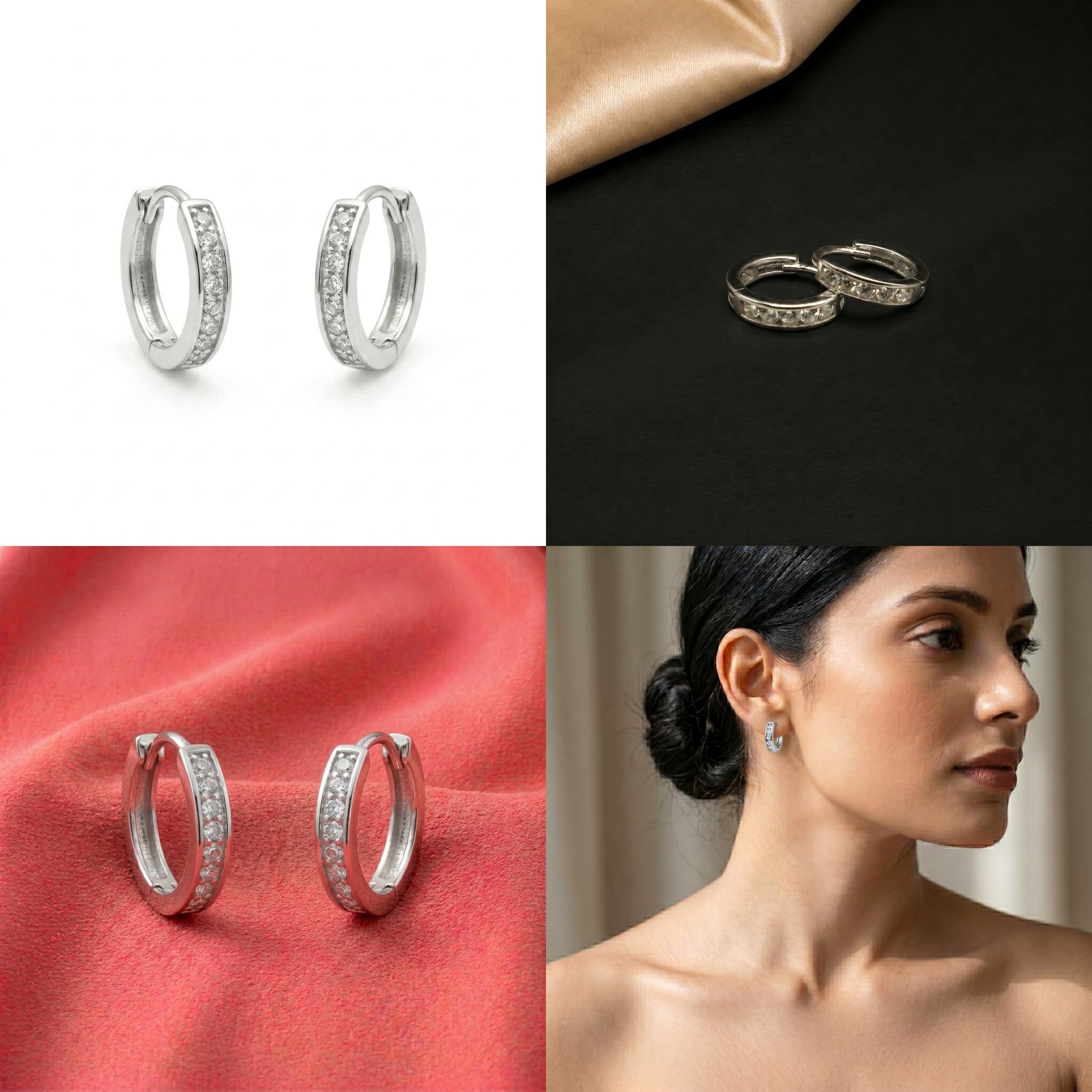 Pave Line Huggie Hoop Earrings 5
