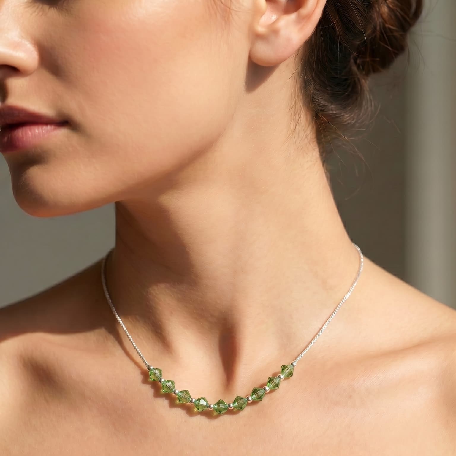 Peridot Crystal Bead Necklace 4