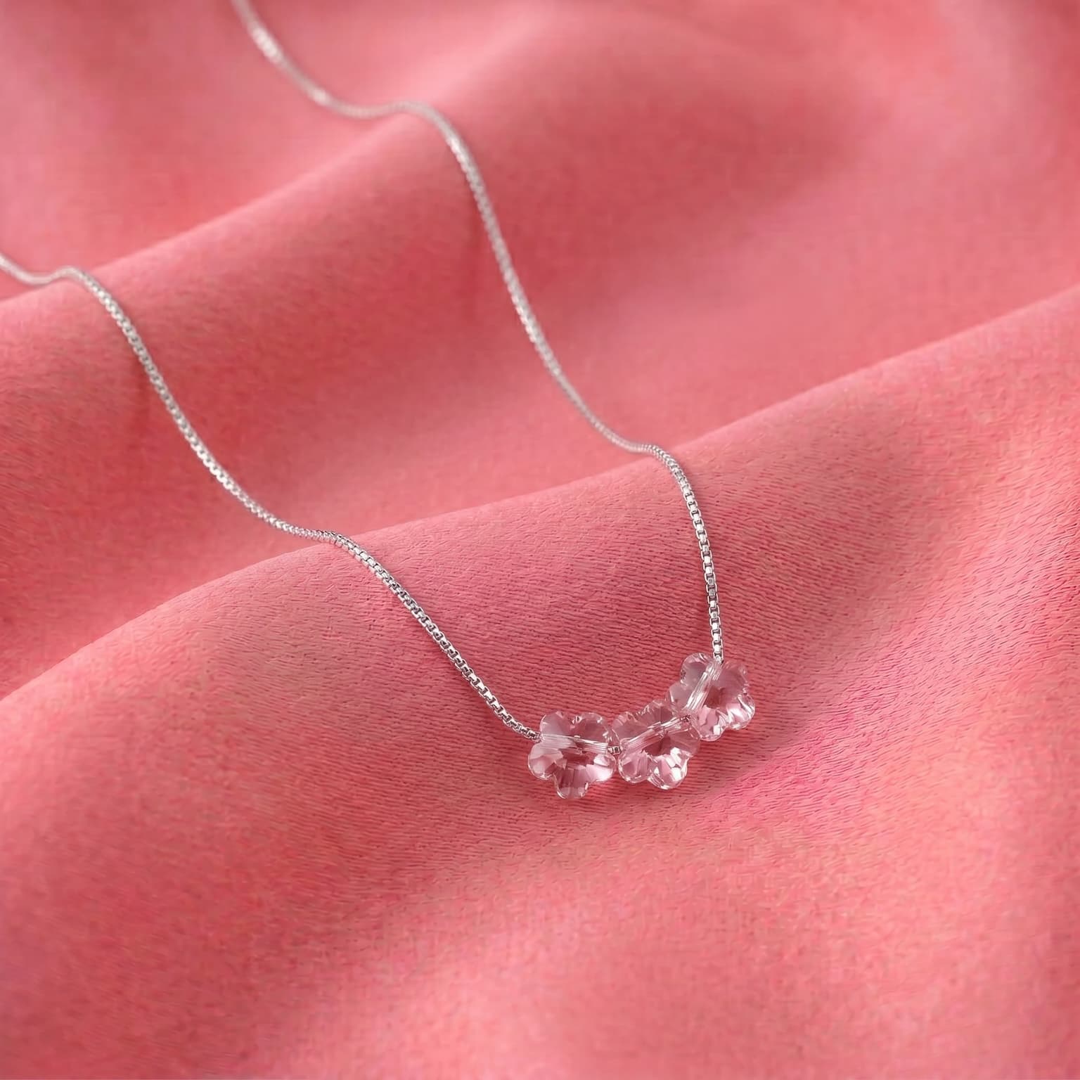 Rose Flower Crystal Necklace 3