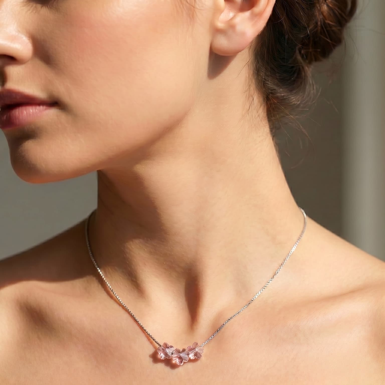 Rose Flower Crystal Necklace 4