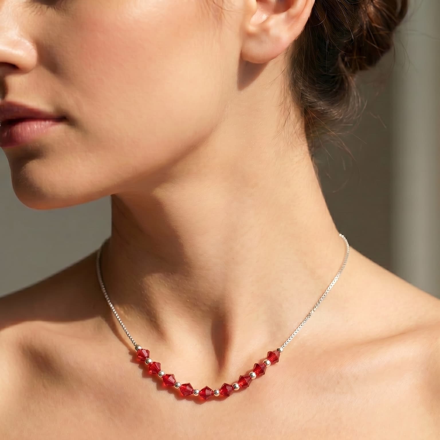 Ruby Crystal Bead Necklace 4