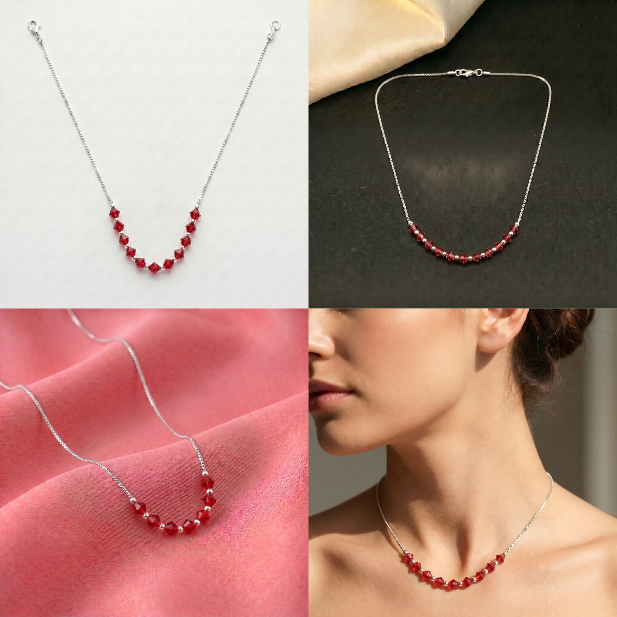 Ruby Crystal Bead Necklace 5