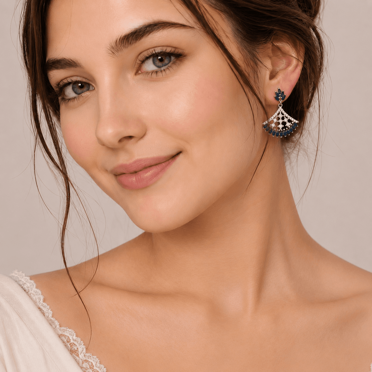 Sapphire Fan Chandelier Earrings 4