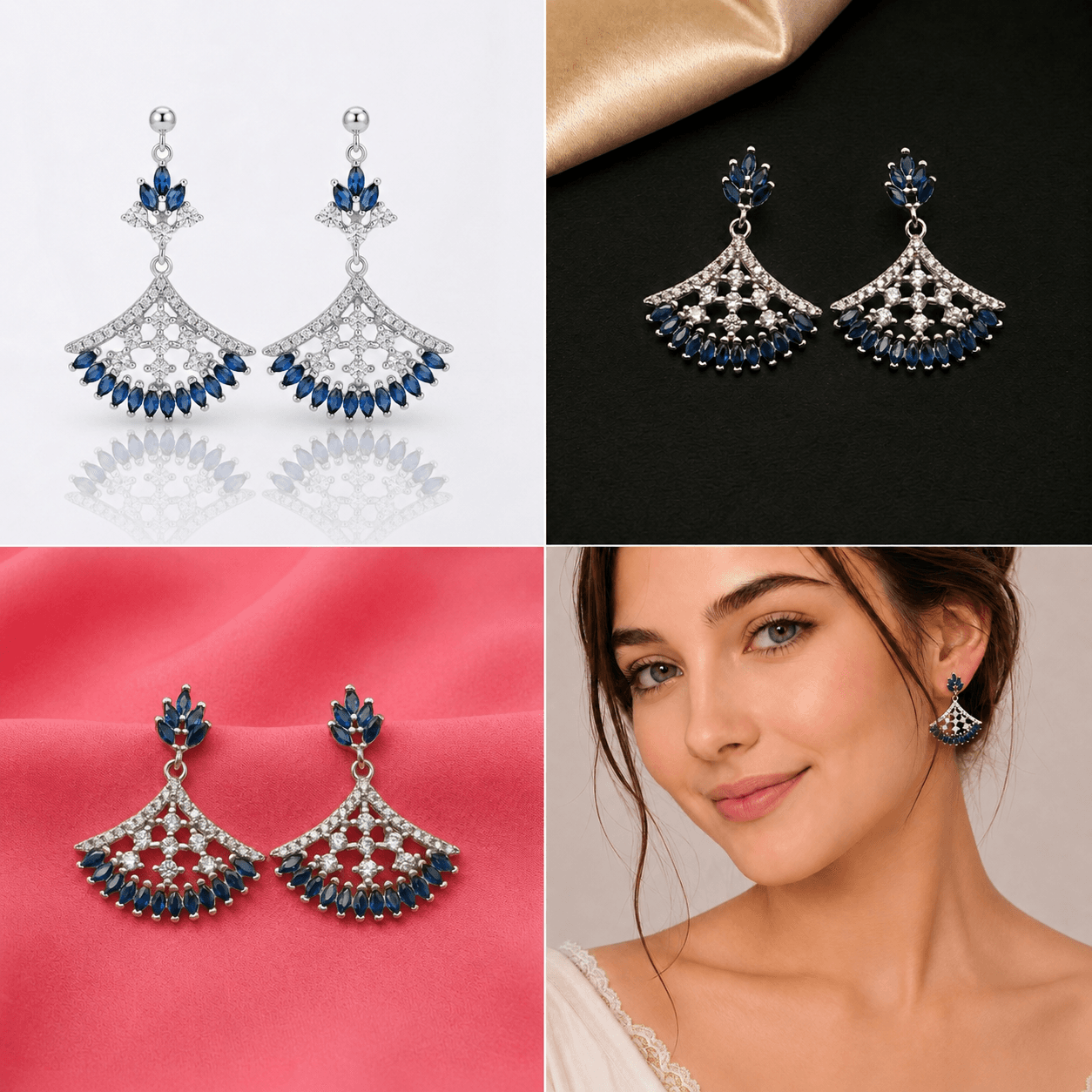 Sapphire Fan Chandelier Earrings 5
