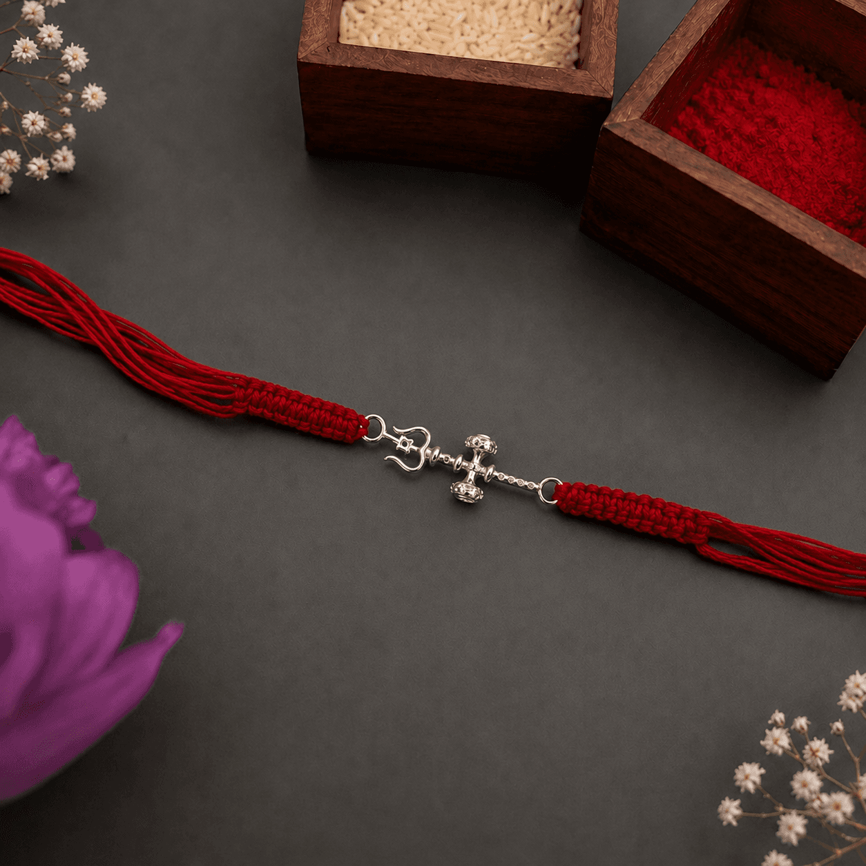 Trishul Damru Shiva Silver Rakhi