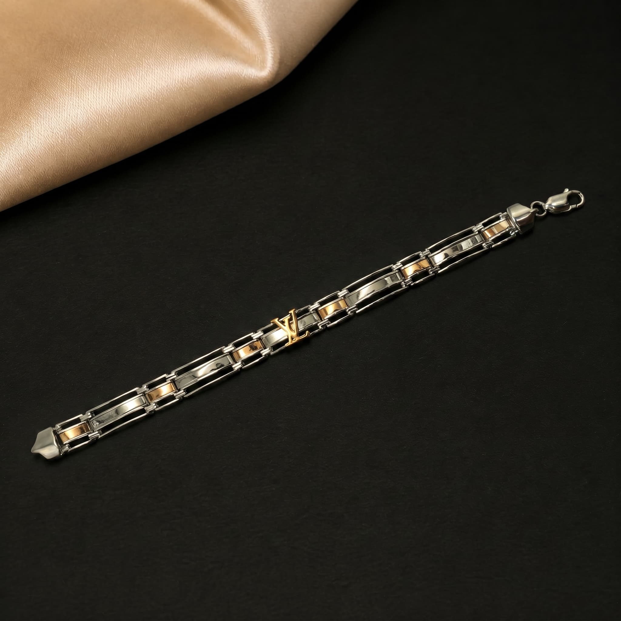 Two Tone Monogram Link Bracelet 3