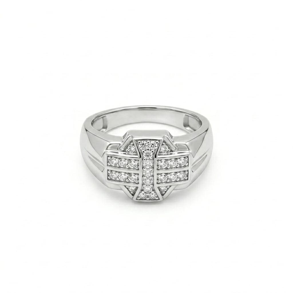 Woven Pave Signet Ring 1