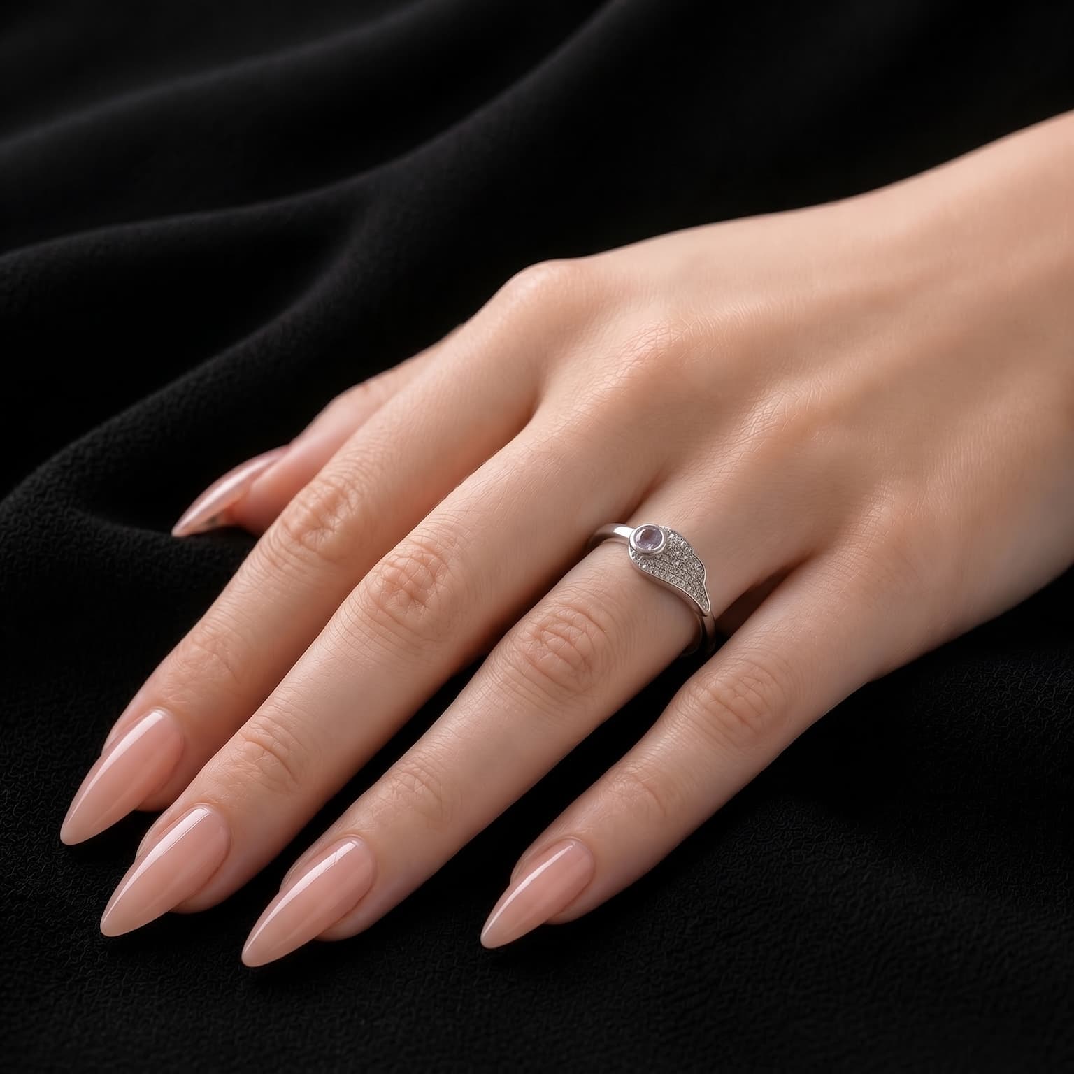 Amethyst Leaf Ring