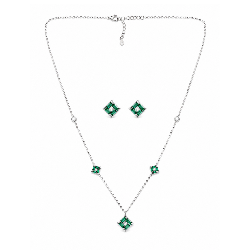 Emeraled-Studed-ultra-sleek-chain-pendant-set