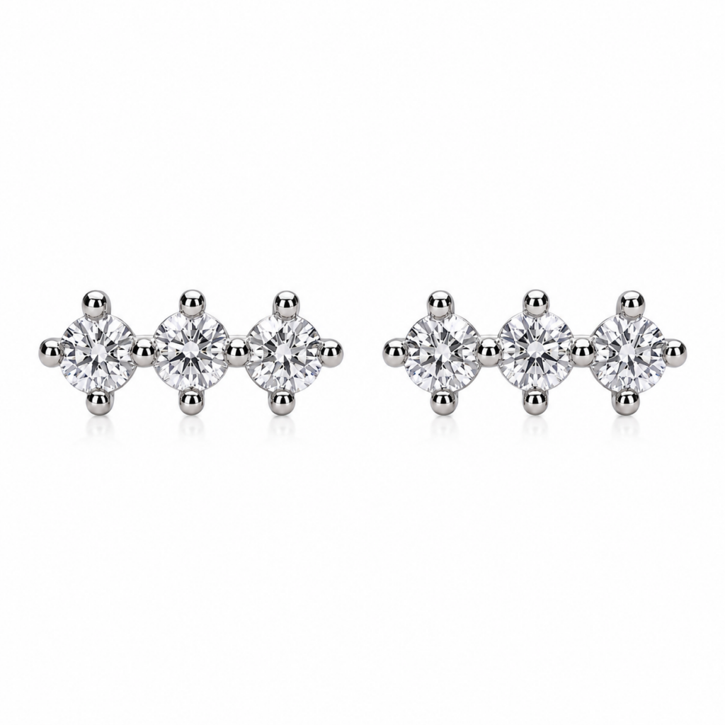 Triple-stone-bar-studs