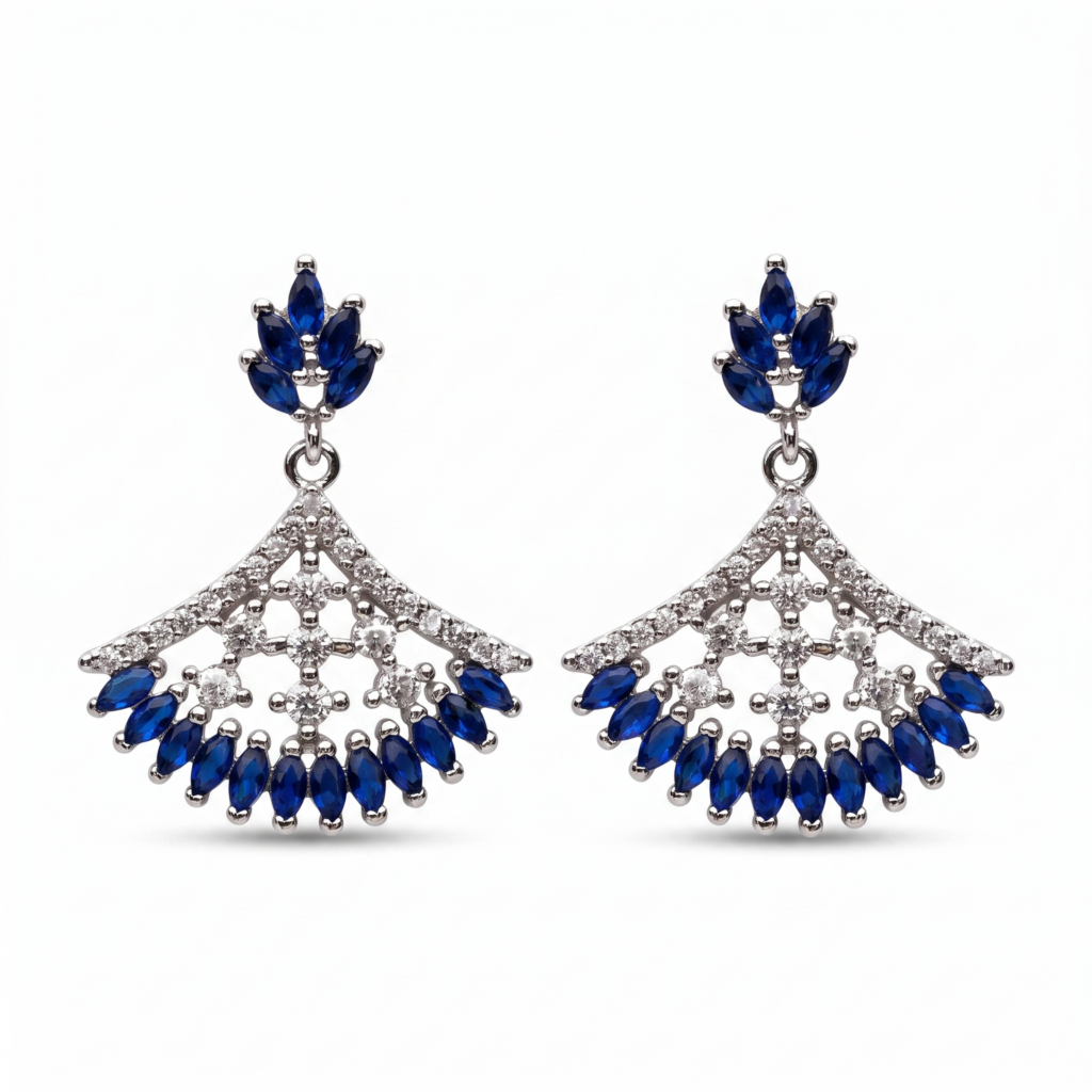 royal-sapphire-stud-fan-earrings