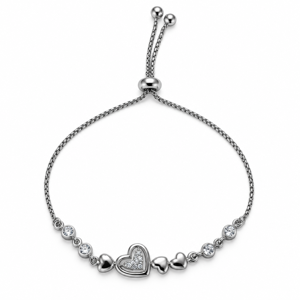 Adjustable-Silver-Heart-Anklet
