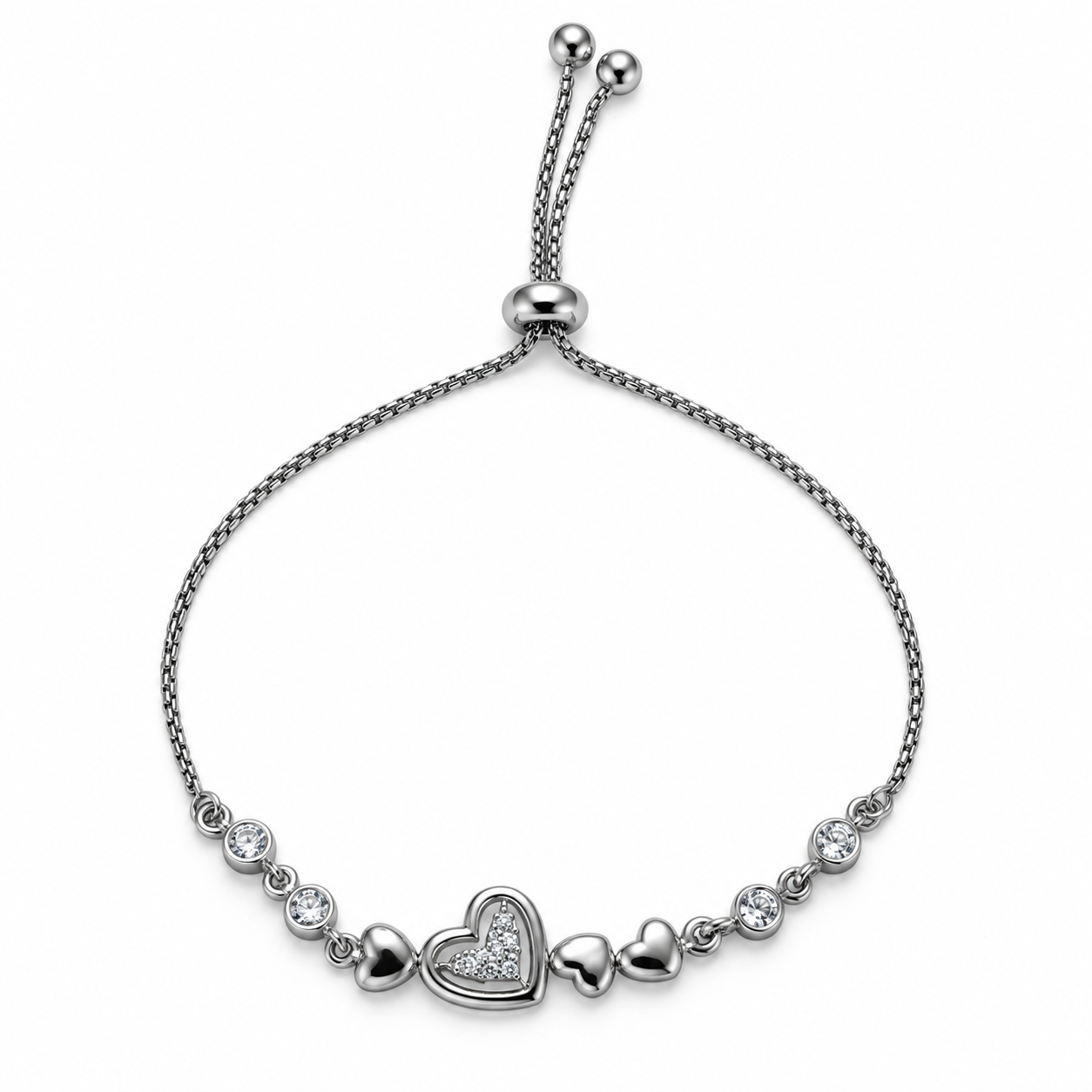 Adjustable-Silver-Heart-Anklet