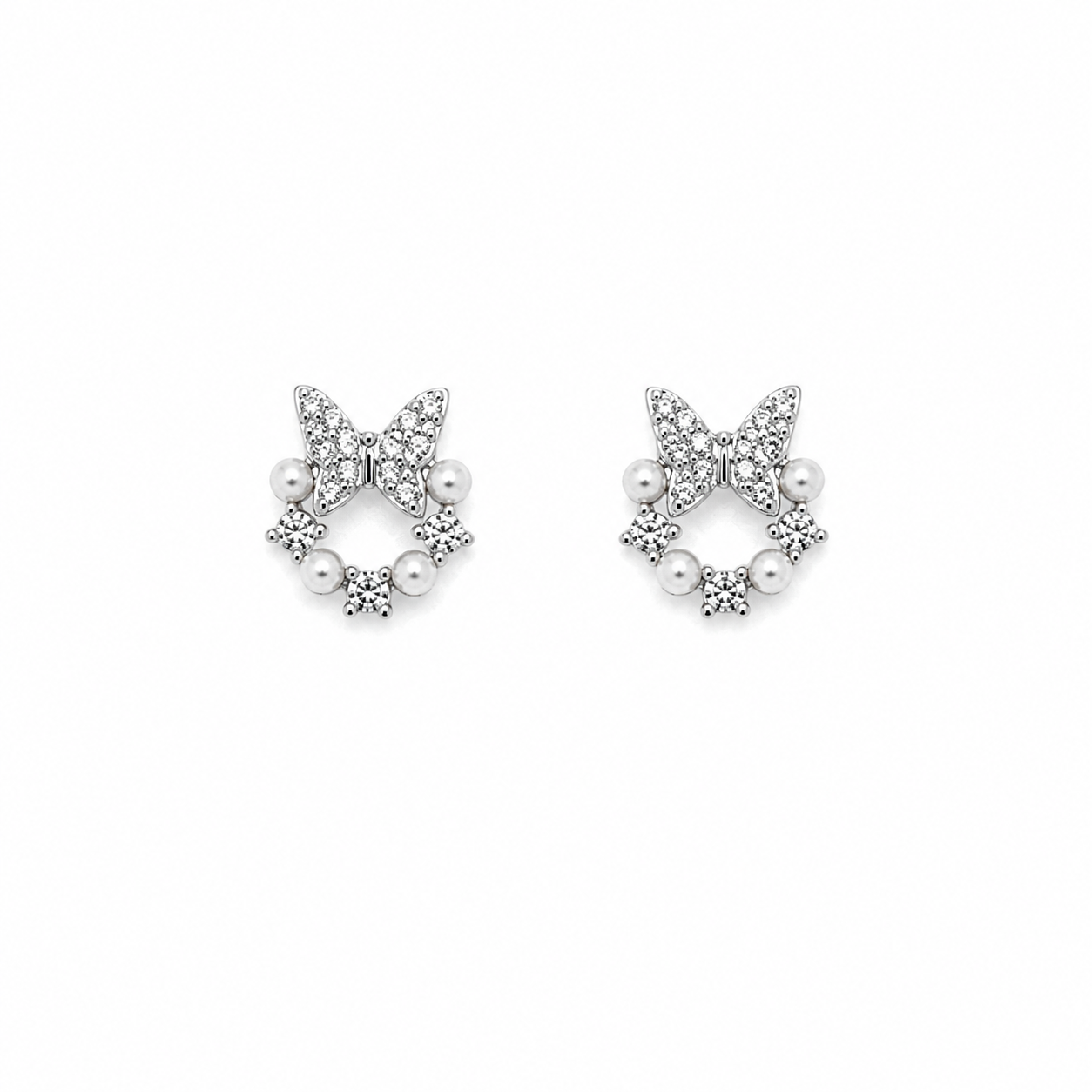 CZ Pearl bow style earring