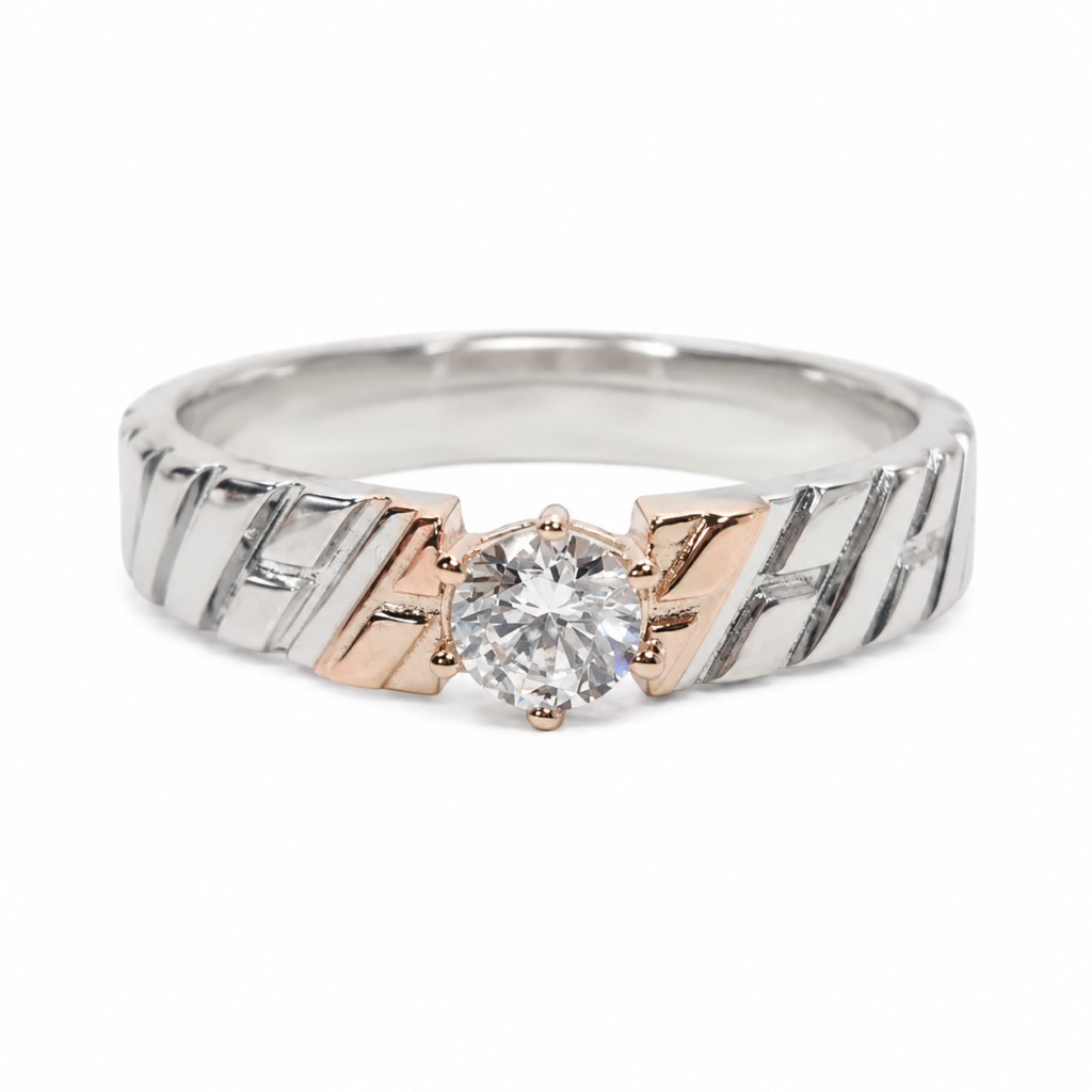 CZ pointer masculina touch gents ring