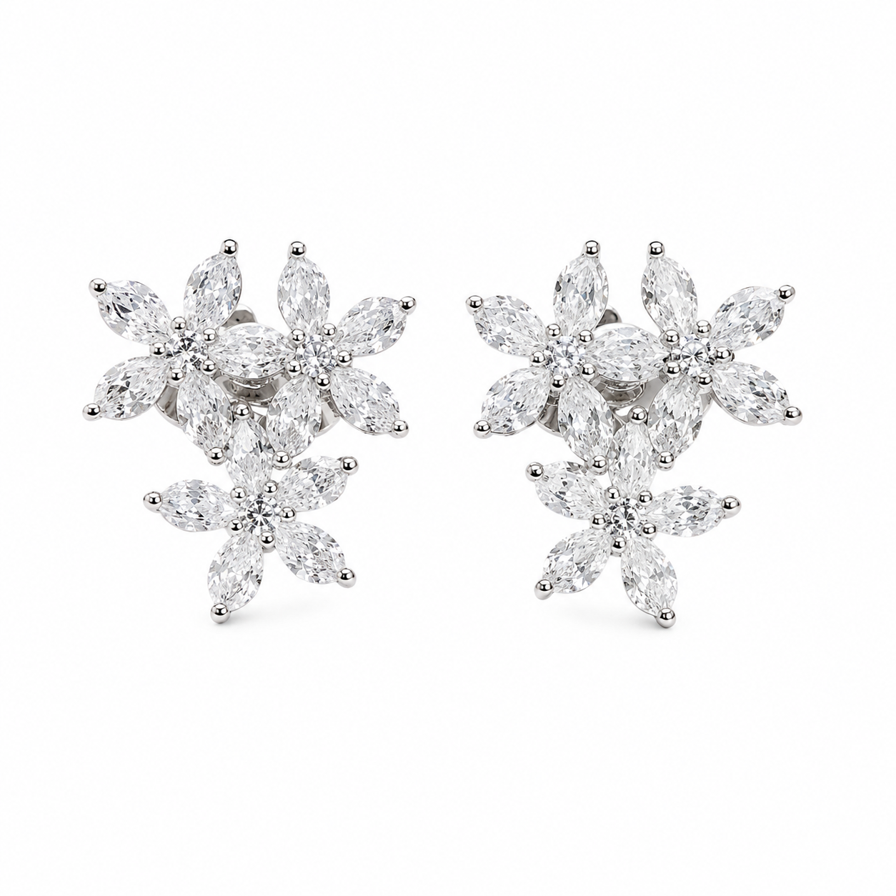 Flower Triplet White Rhodium