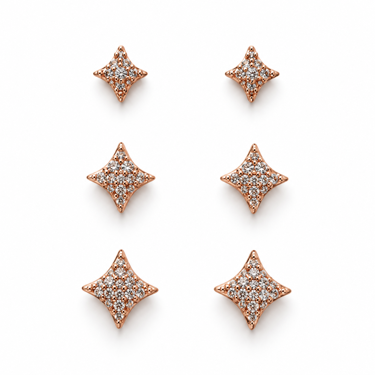 Four Point Star CZ Earrings
