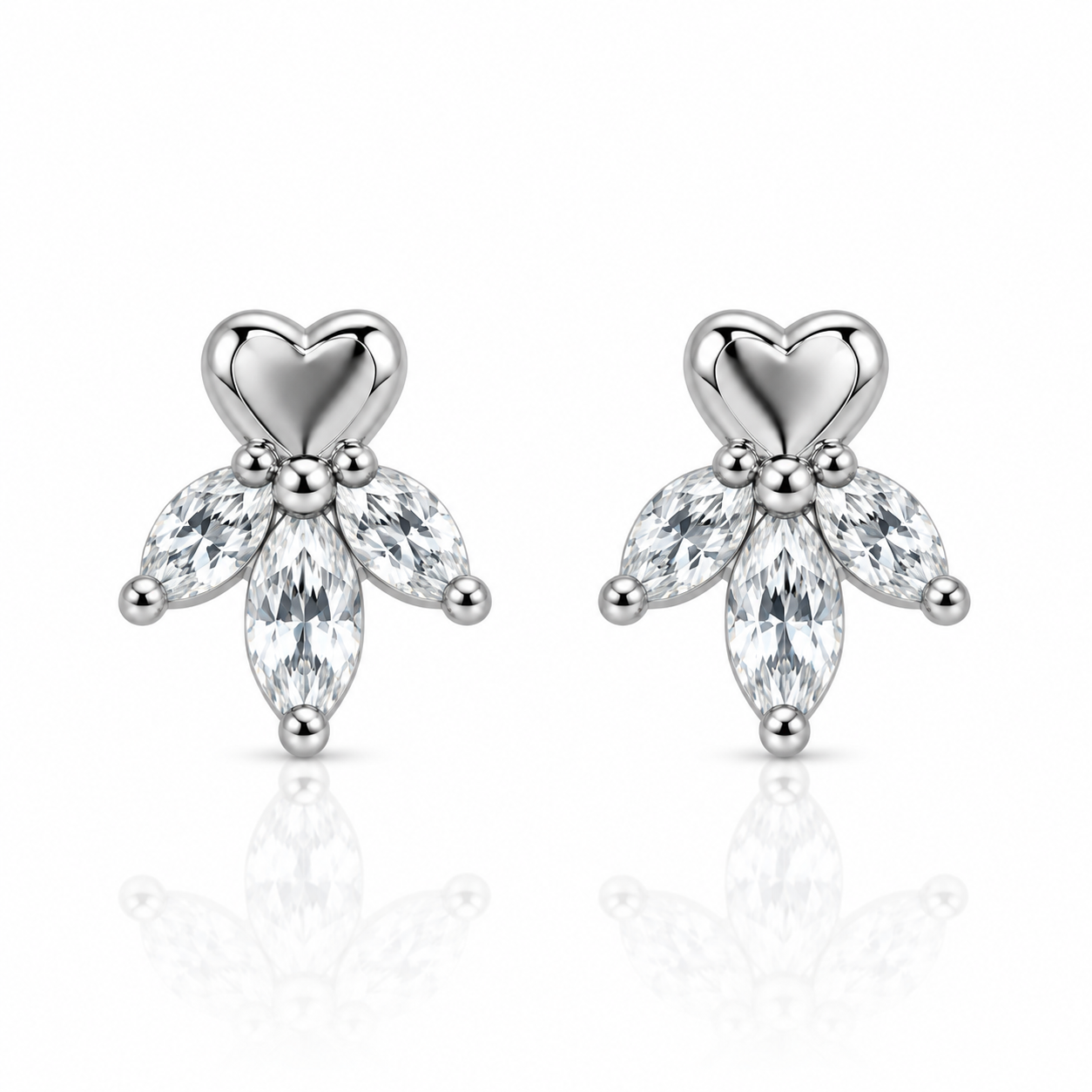 Heart Marquise Studs
