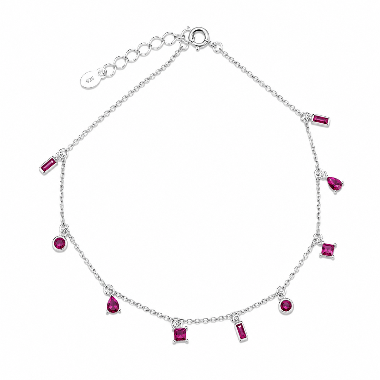 Purple-multi-cut-gemstone-charm-anklets