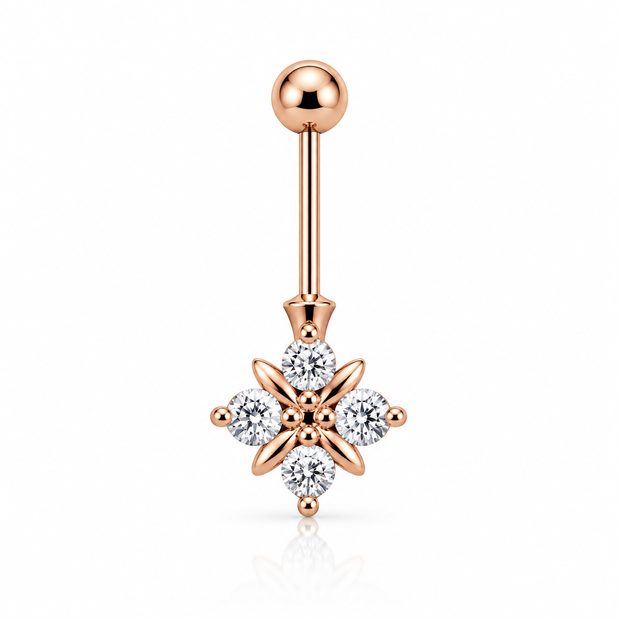 Rose CZ Floral Cross Dangle Bugadi