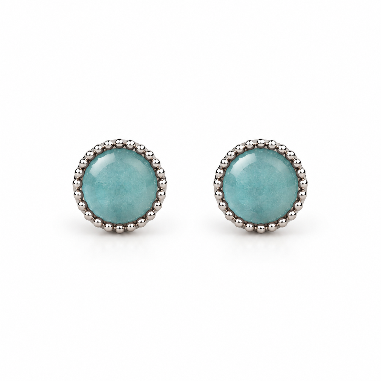 Round Sea Green Earrings