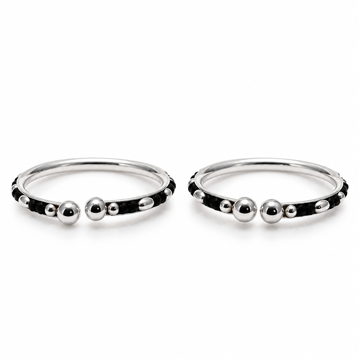 Silver black bead nazariya baby kada pair