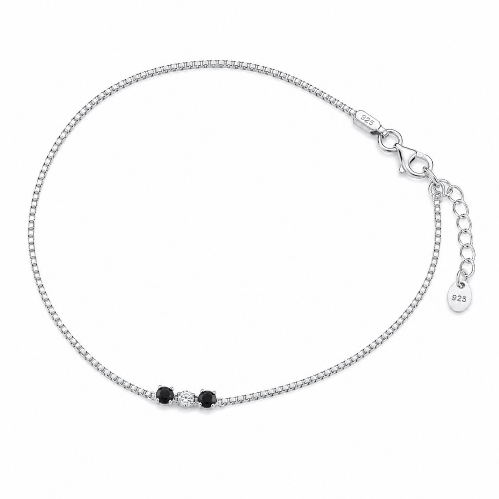 Twin-black-beads-anklet