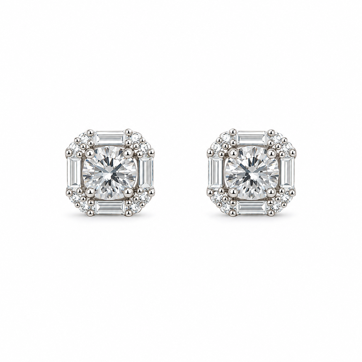 baguette embedded pointer earring