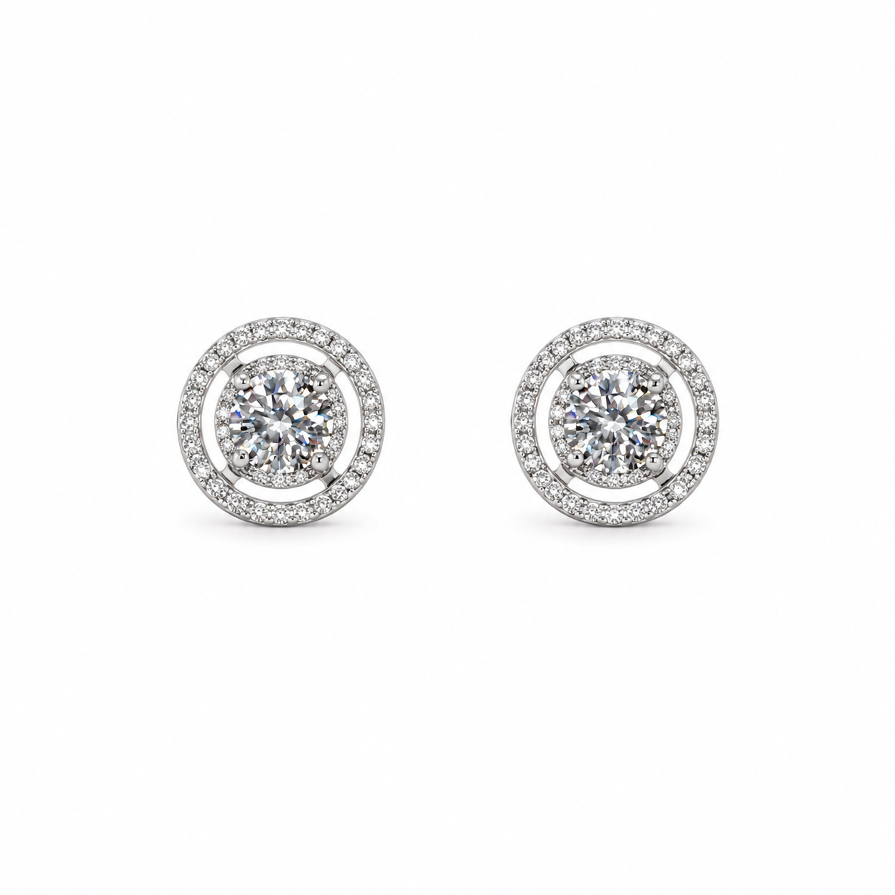 double boundary solitaire earrings