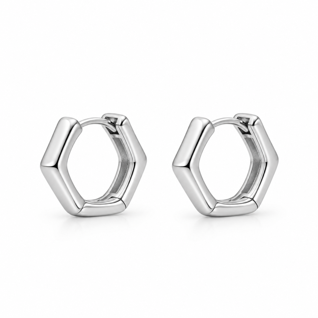 hexagon-huggie-earrings