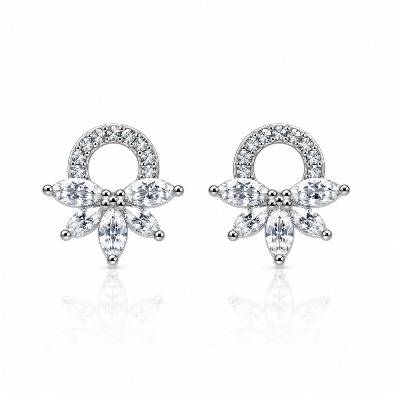 Marquise fan drop studs