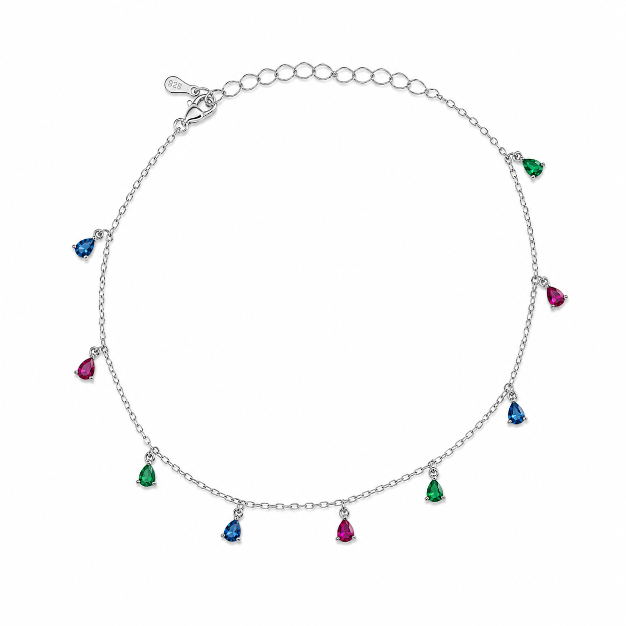 multi-pear-cut-gemstone-teardrop-anklets
