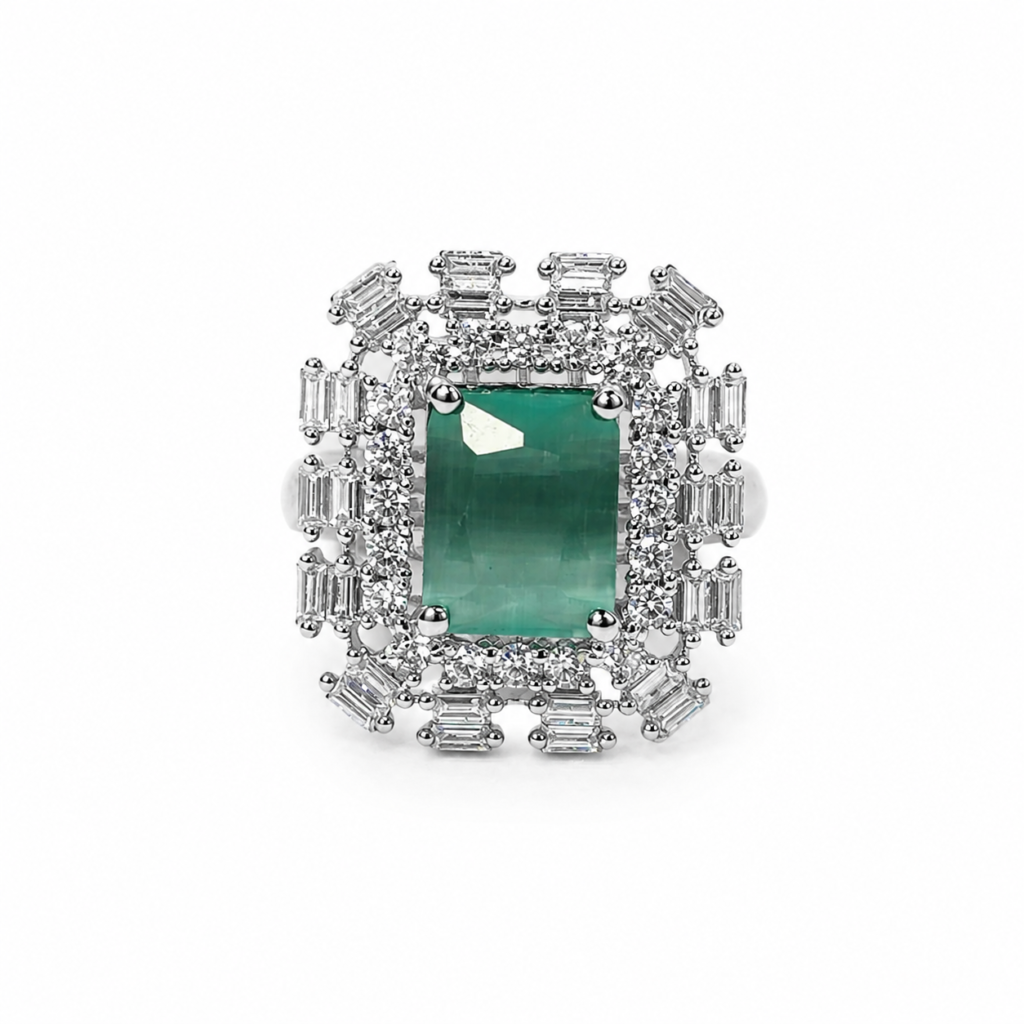 pastel green CZ coctail ring