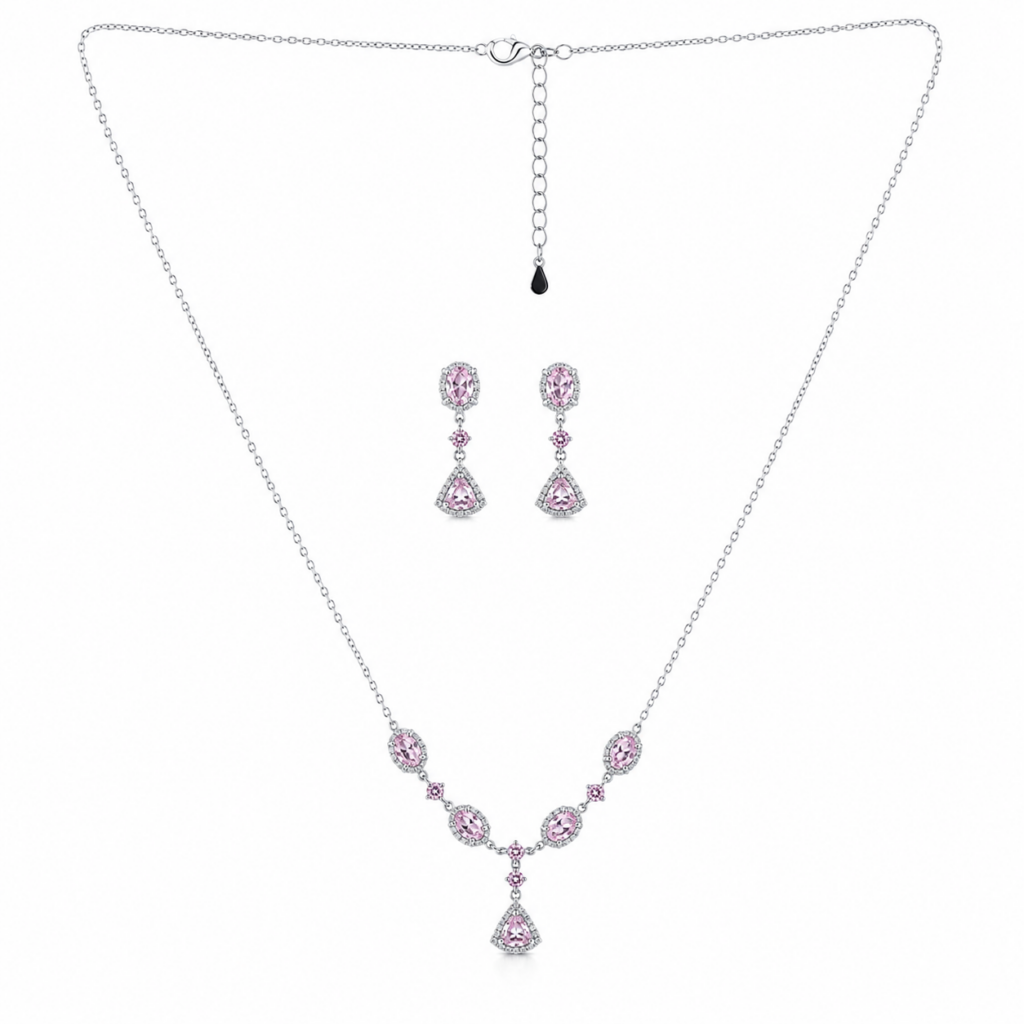 pink-halo-collar-pendant-set