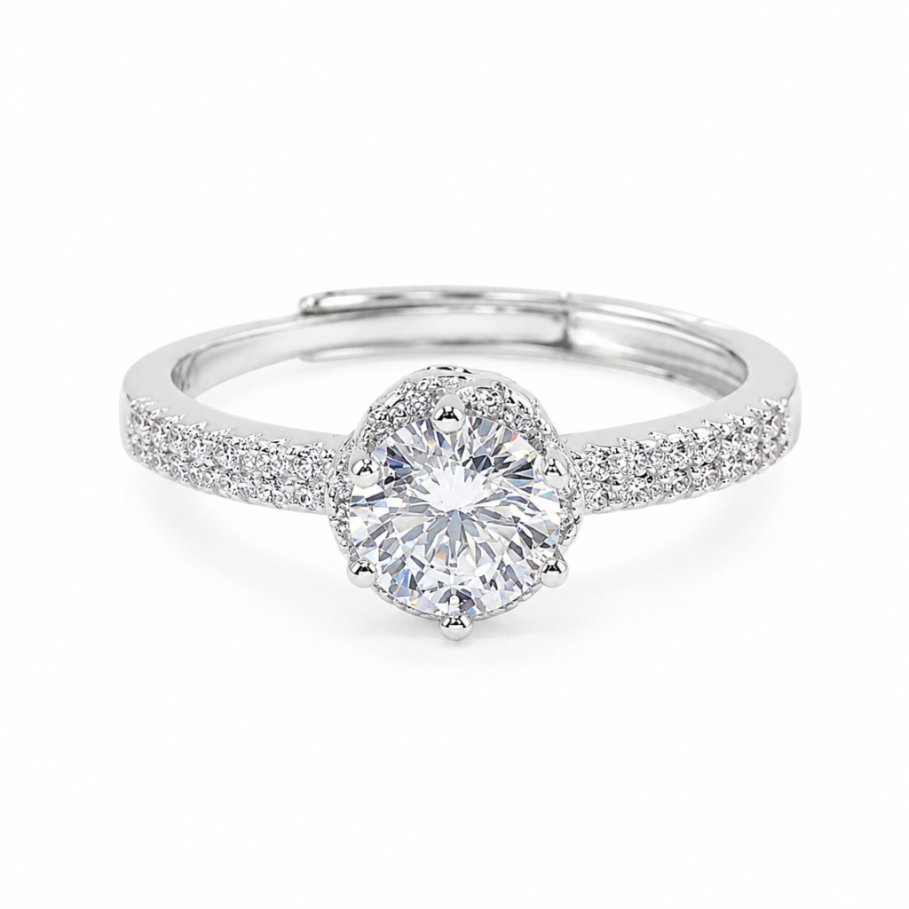 solitaire ring with two layer stemp
