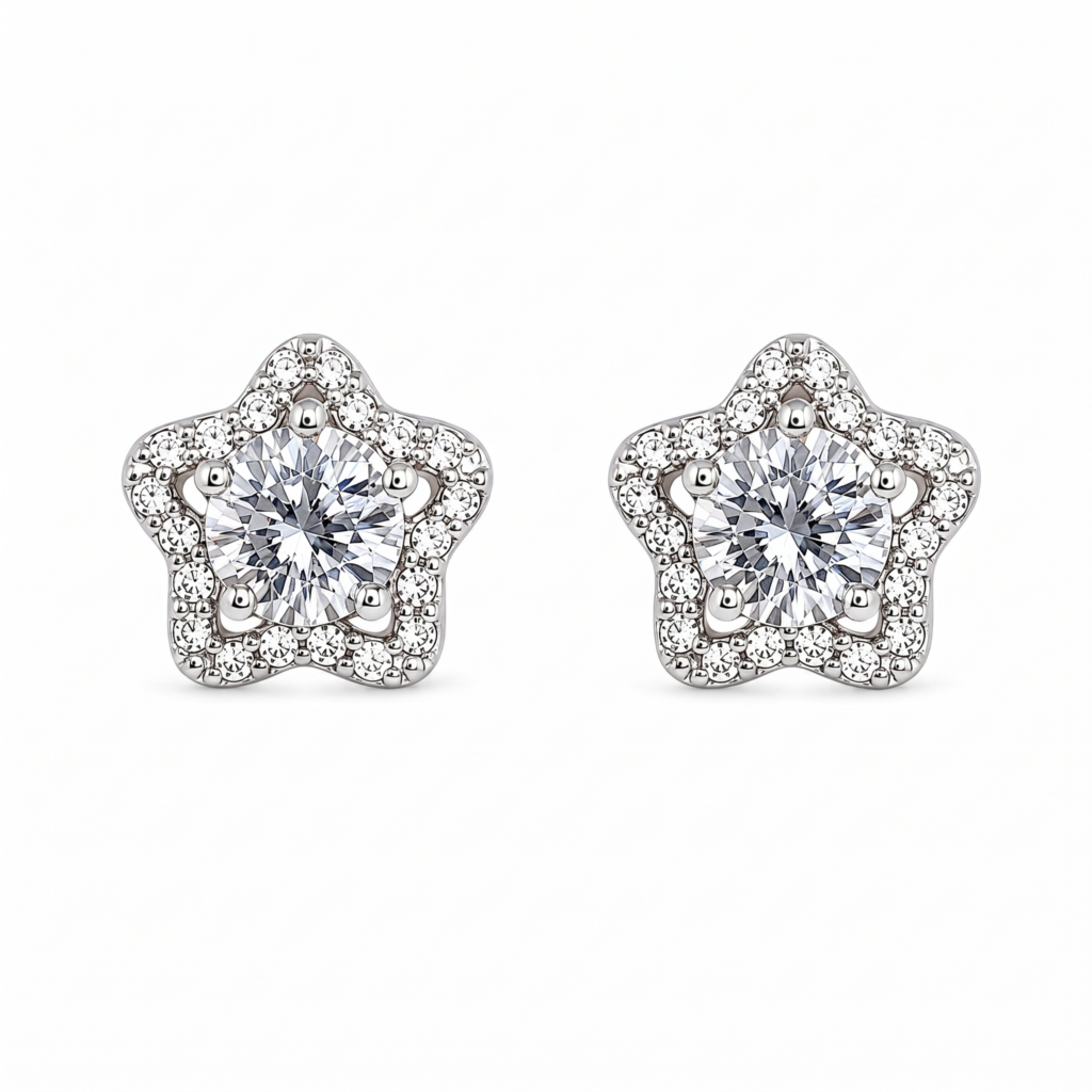 star embedded pointer earring