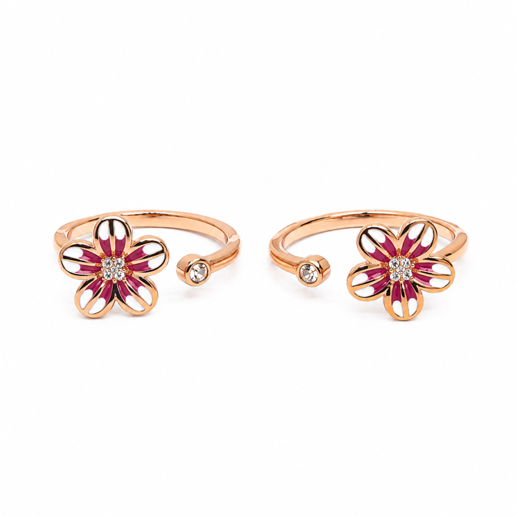 white-pink-flower-adjustable-toe-ring